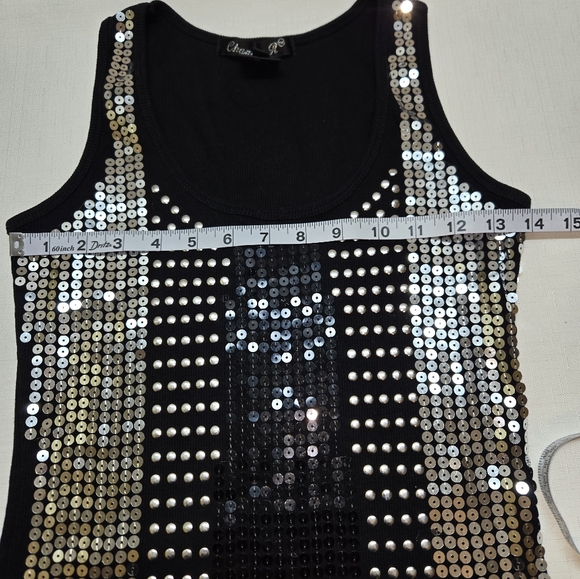 Glamorous Sequin Black and Silver Tank Top - Picture 6 of 8